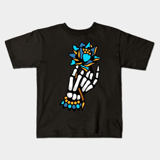 Skeleton hand Kids T-Shirt by Bojes Art